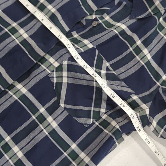 Veronica Beard Blouse Womens 6 Blue & Green Plaid Button Up Shirt - Picture 10 of 11
